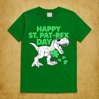 Happy St Pat Rex Day St Patricks Dinosaur T-Shirt thumb 5