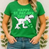 Happy St Pat Rex Day St Patricks Dinosaur Women's T-Shirt thumb 2