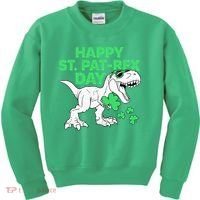 Happy St Pat Rex Day St Patricks Dinosaur Kids Sweatshirt thumb 0