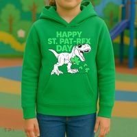 Happy St Pat Rex Day St Patricks Dinosaur Kids Hoodie thumb 3