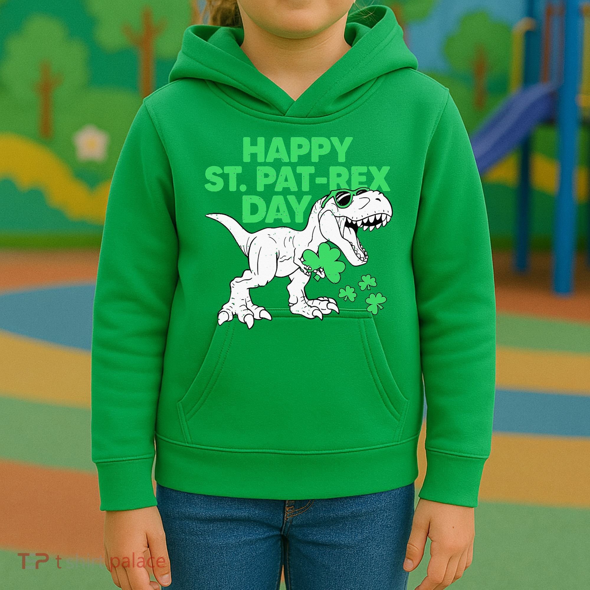 Happy St Pat Rex Day St Patricks Dinosaur Kids Hoodie