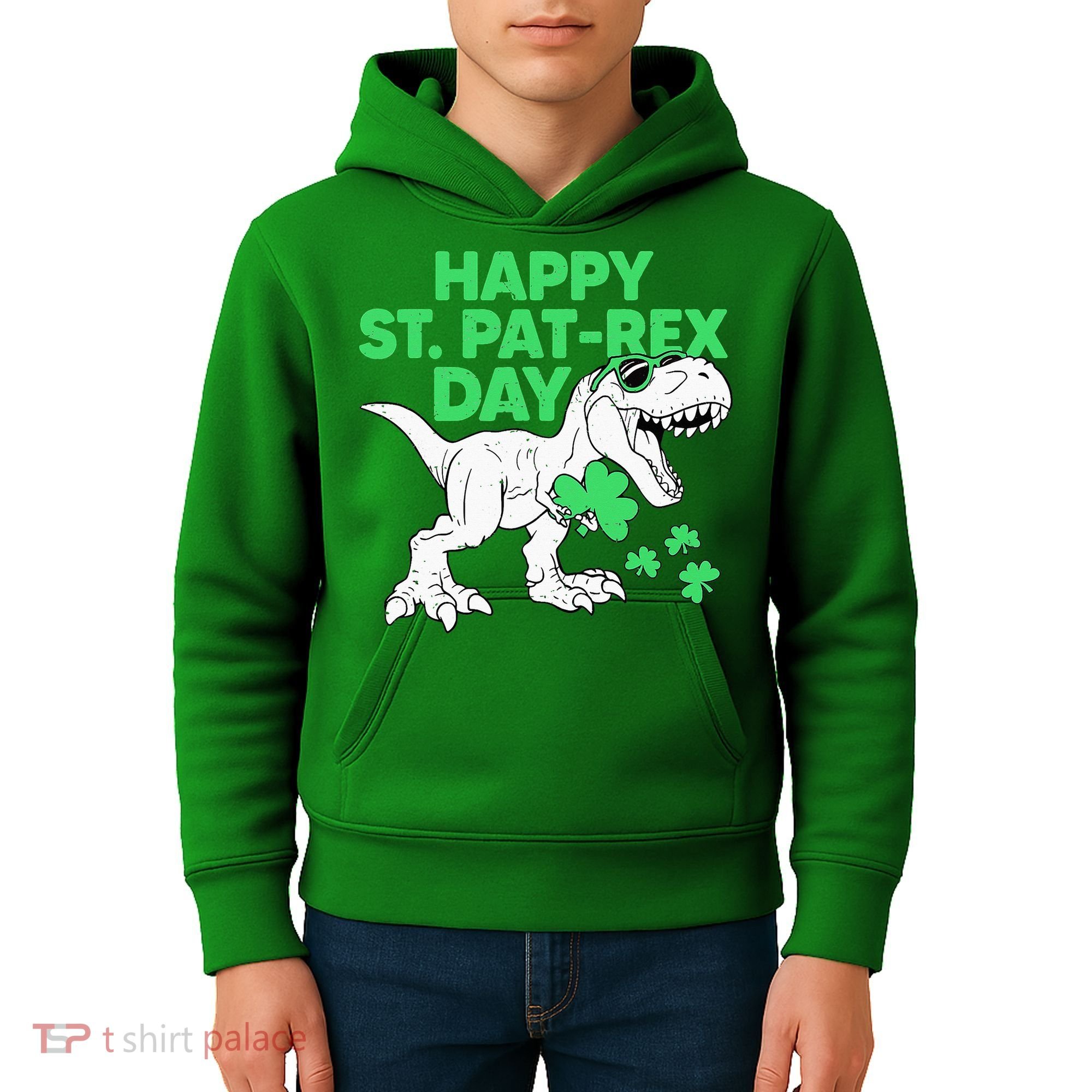 Happy St Pat Rex Day St Patricks Dinosaur Kids Hoodie