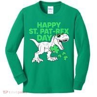 Happy St Pat Rex Day St Patricks Dinosaur Kids Long Sleeve Shirt thumb 0