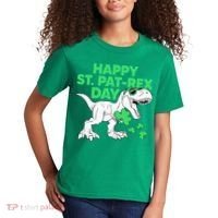 Happy St Pat Rex Day St Patricks Dinosaur Kids T-Shirt thumb 2