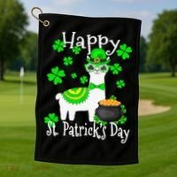 Happy St Patrick's Day Irish Shamrock Leprechaun Golf Towel thumb 1