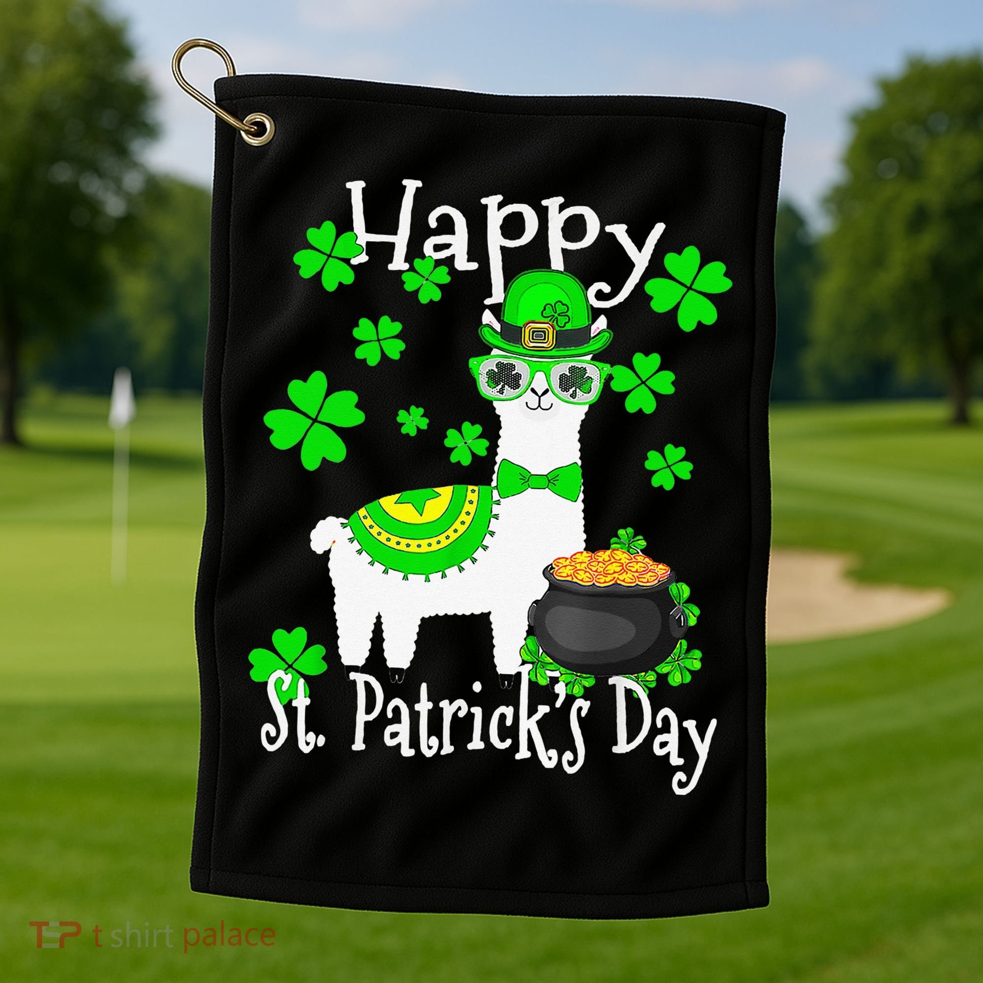 Happy St Patrick's Day Irish Shamrock Leprechaun Golf Towel
