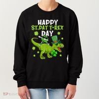 Happy St Pat T Rex Day Dino Shamrock St Patricks Day Gift Women's Sweatshirt thumb 0