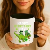 Happy St Pat T Rex Day Dino Shamrock St Patricks Day Gift Coffee Mug thumb 3