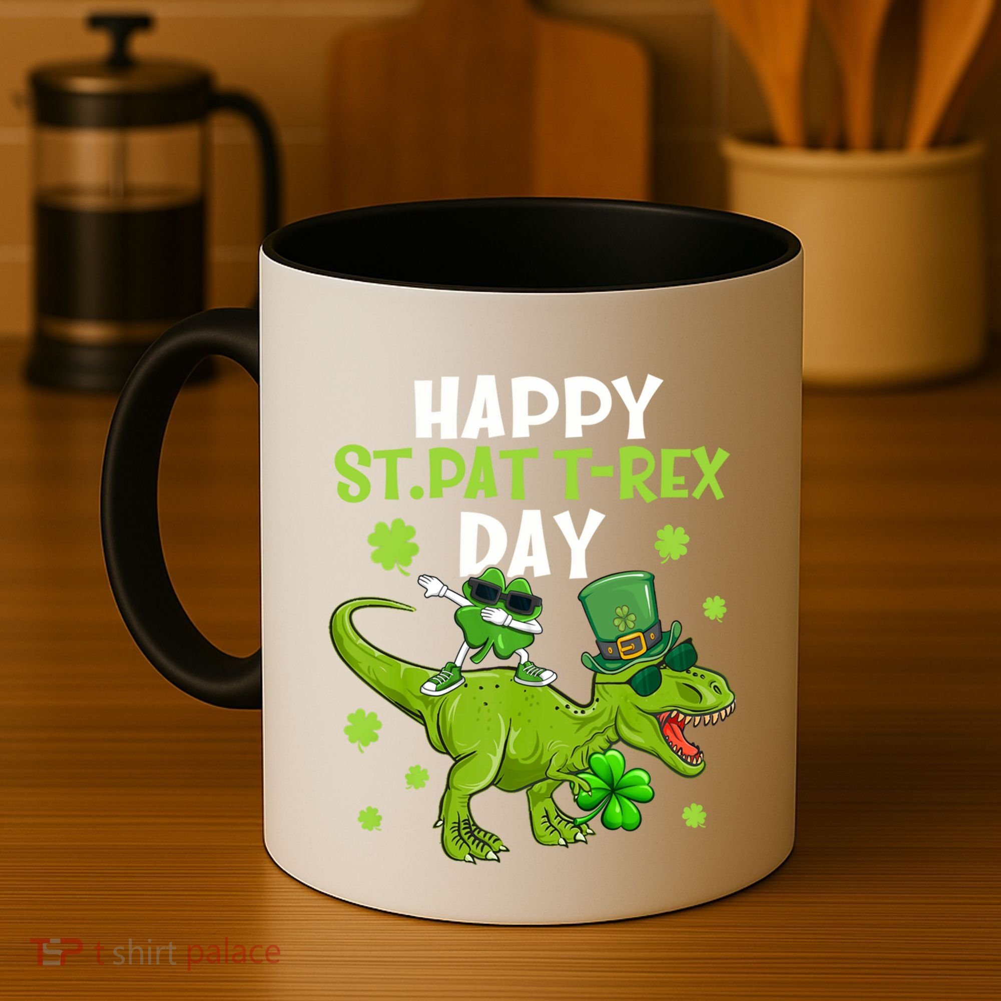Happy St Pat T Rex Day Dino Shamrock St Patricks Day Gift Coffee Mug