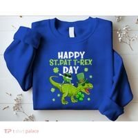 Happy St Pat T Rex Day Dino Shamrock St Patricks Day Gift Sweatshirt thumb 2