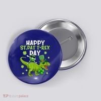 Happy St Pat T Rex Day Dino Shamrock St Patricks Day Gift Button thumb 0