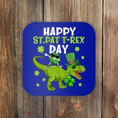 Happy St Pat T Rex Day Dino Shamrock St Patricks Day Gift Coaster