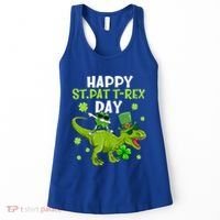 Happy St Pat T Rex Day Dino Shamrock St Patricks Day Gift Women's Tank Top thumb 0