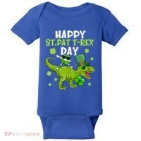 Happy St Pat T Rex Day Dino Shamrock St Patricks Day Gift Baby Bodysuit thumb 0
