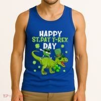 Happy St Pat T Rex Day Dino Shamrock St Patricks Day Gift Tank Top thumb 3