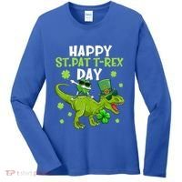 Happy St Pat T Rex Day Dino Shamrock St Patricks Day Gift Women's Long Sleeve Shirt thumb 0