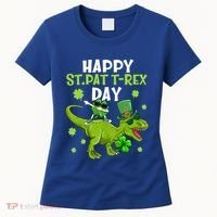 Happy St Pat T Rex Day Dino Shamrock St Patricks Day Gift Women's T-Shirt thumb 0