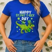 Happy St Pat T Rex Day Dino Shamrock St Patricks Day Gift Women's T-Shirt thumb 2