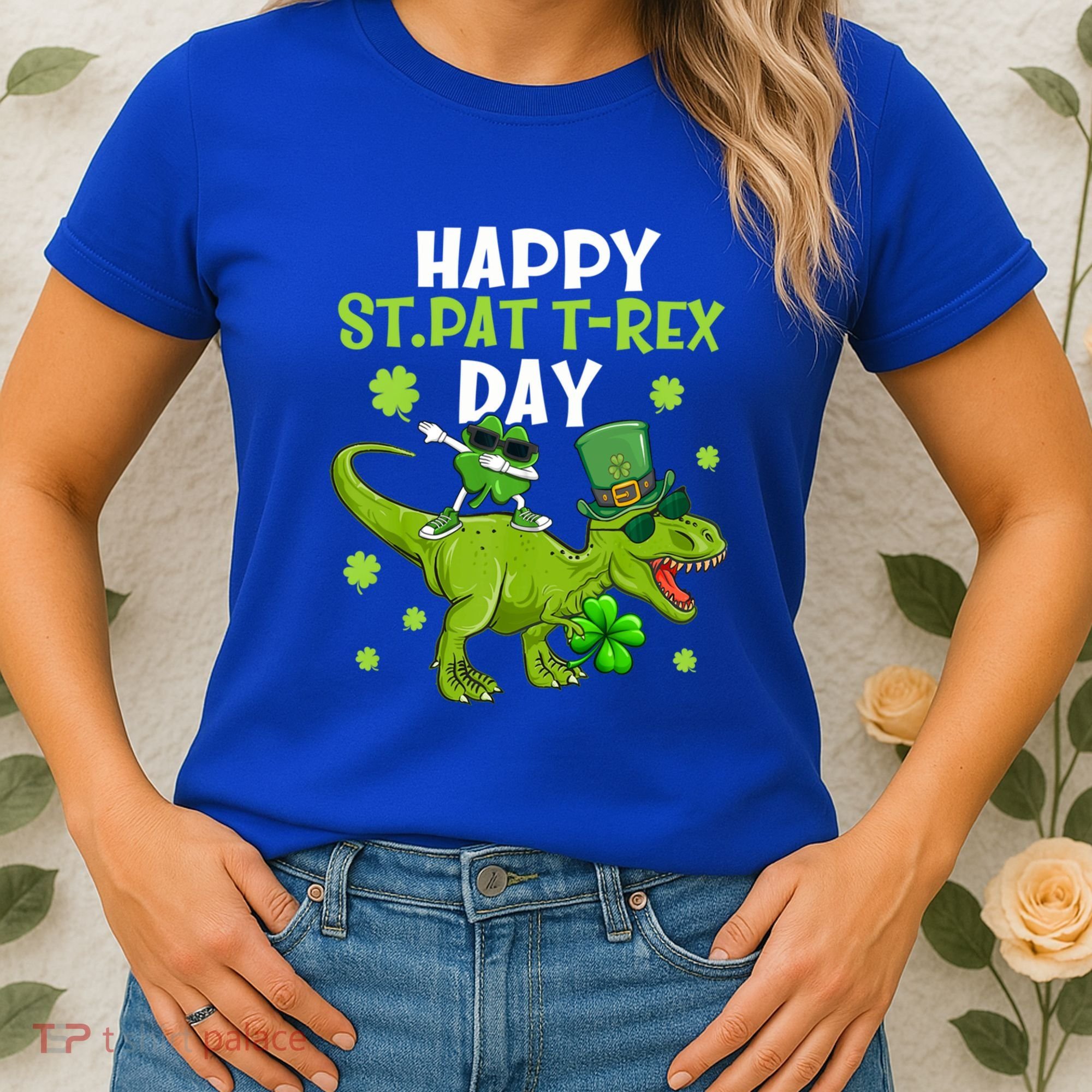 Happy St Pat T Rex Day Dino Shamrock St Patricks Day Gift Women's T-Shirt