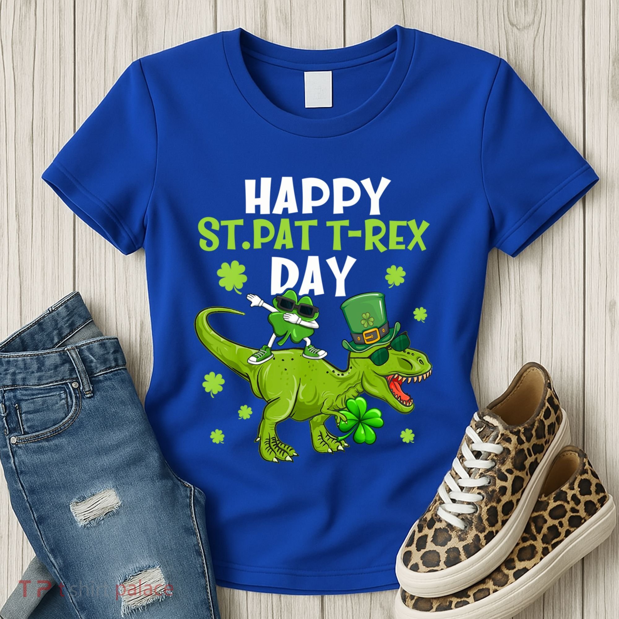 Happy St Pat T Rex Day Dino Shamrock St Patricks Day Gift Women's T-Shirt