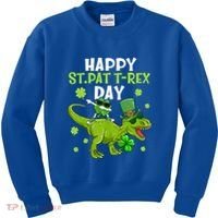 Happy St Pat T Rex Day Dino Shamrock St Patricks Day Gift Kids Sweatshirt thumb 0