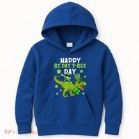 Happy St Pat T Rex Day Dino Shamrock St Patricks Day Gift Kids Hoodie thumb 0