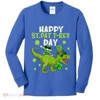 Happy St Pat T Rex Day Dino Shamrock St Patricks Day Gift Kids Long Sleeve Shirt thumb 0