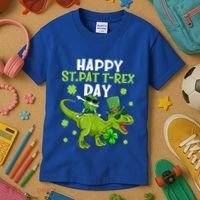 Happy St Pat T Rex Day Dino Shamrock St Patricks Day Gift Kids T-Shirt thumb 3