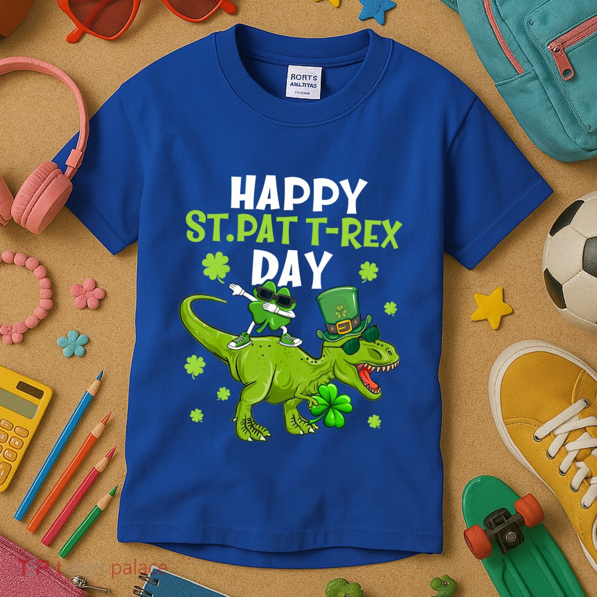 Happy St Pat T Rex Day Dino Shamrock St Patricks Day Gift Kids T-Shirt