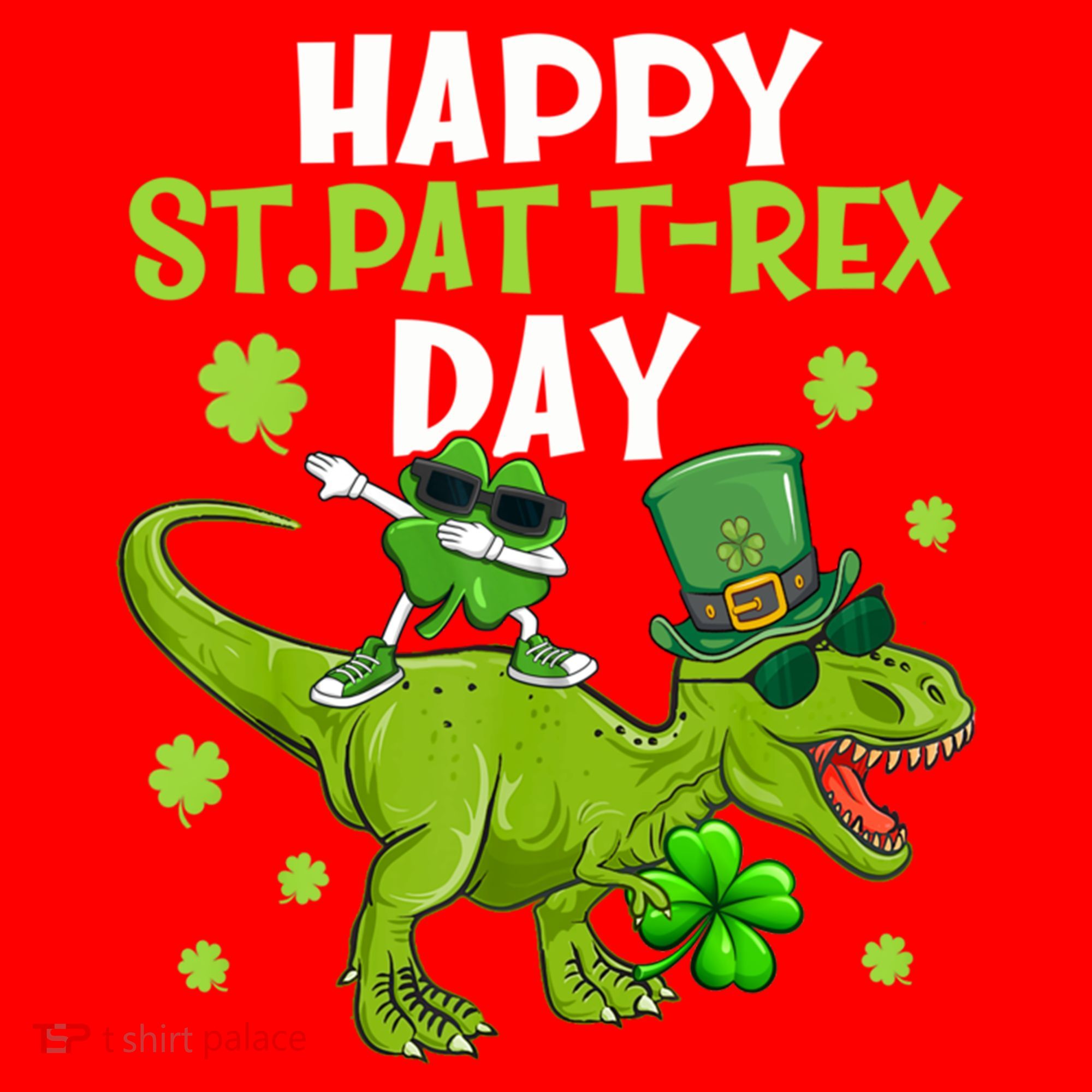 Happy St Pat T Rex Day Dino Shamrock St Patricks Day Gift Santa Hat