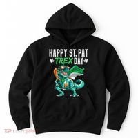 Happy St Pat T Rex Saint Patrick's Day Irish Flag Hoodie thumb 0