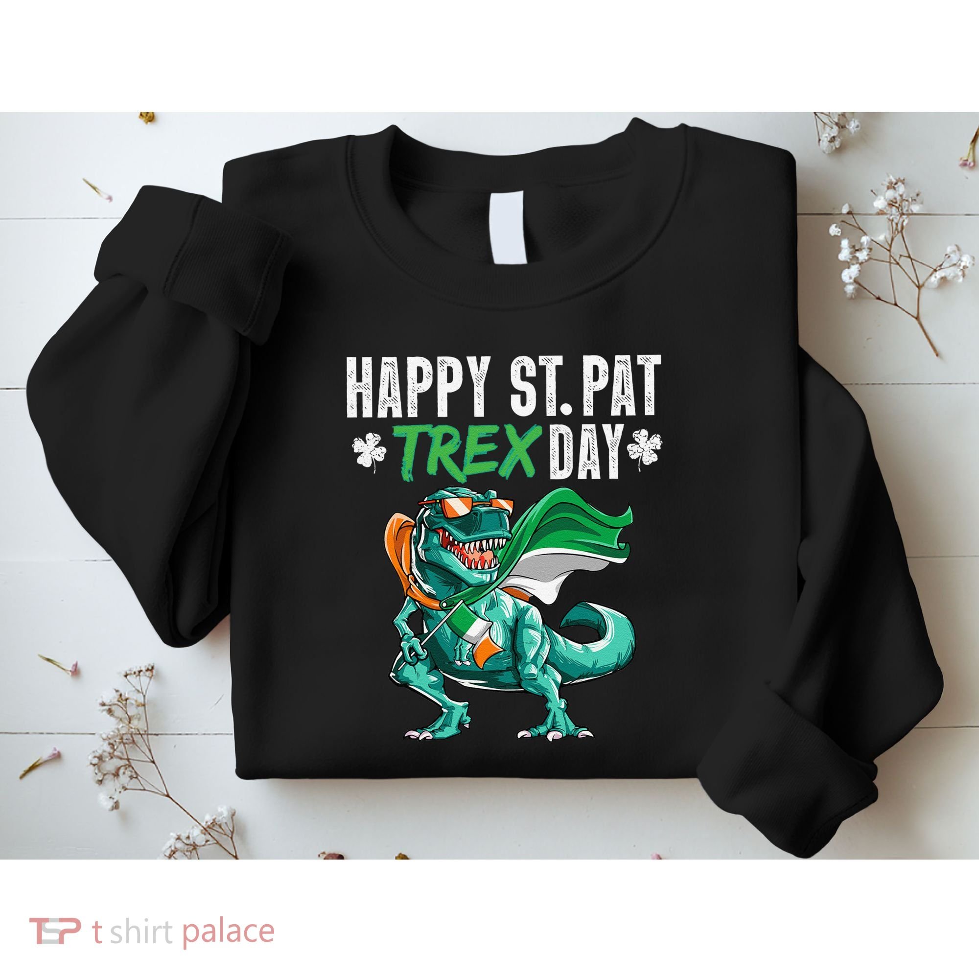 Happy St Pat T Rex Saint Patrick's Day Irish Flag Sweatshirt