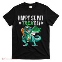 Happy St Pat T Rex Saint Patrick's Day Irish Flag T-Shirt thumb 0