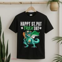 Happy St Pat T Rex Saint Patrick's Day Irish Flag T-Shirt thumb 2