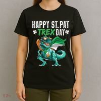Happy St Pat T Rex Saint Patrick's Day Irish Flag T-Shirt thumb 4