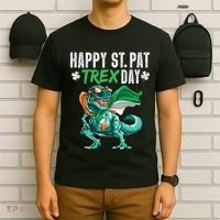 Happy St Pat T Rex Saint Patrick's Day Irish Flag T-Shirt thumb 6