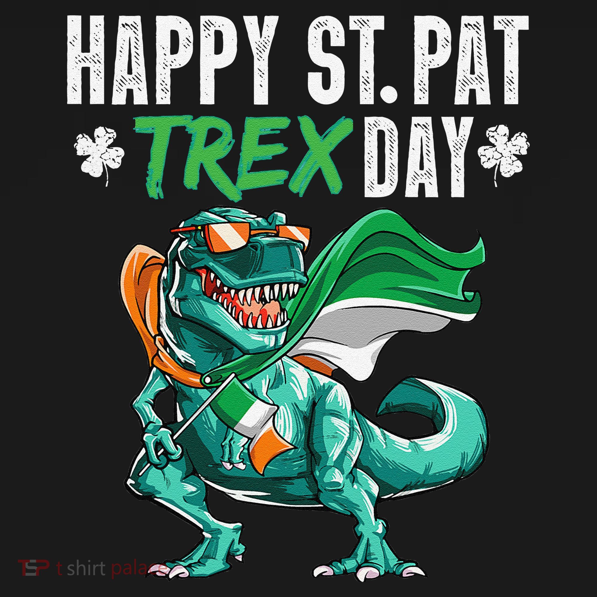 Happy St Pat T Rex Saint Patrick's Day Irish Flag Bucket Hat