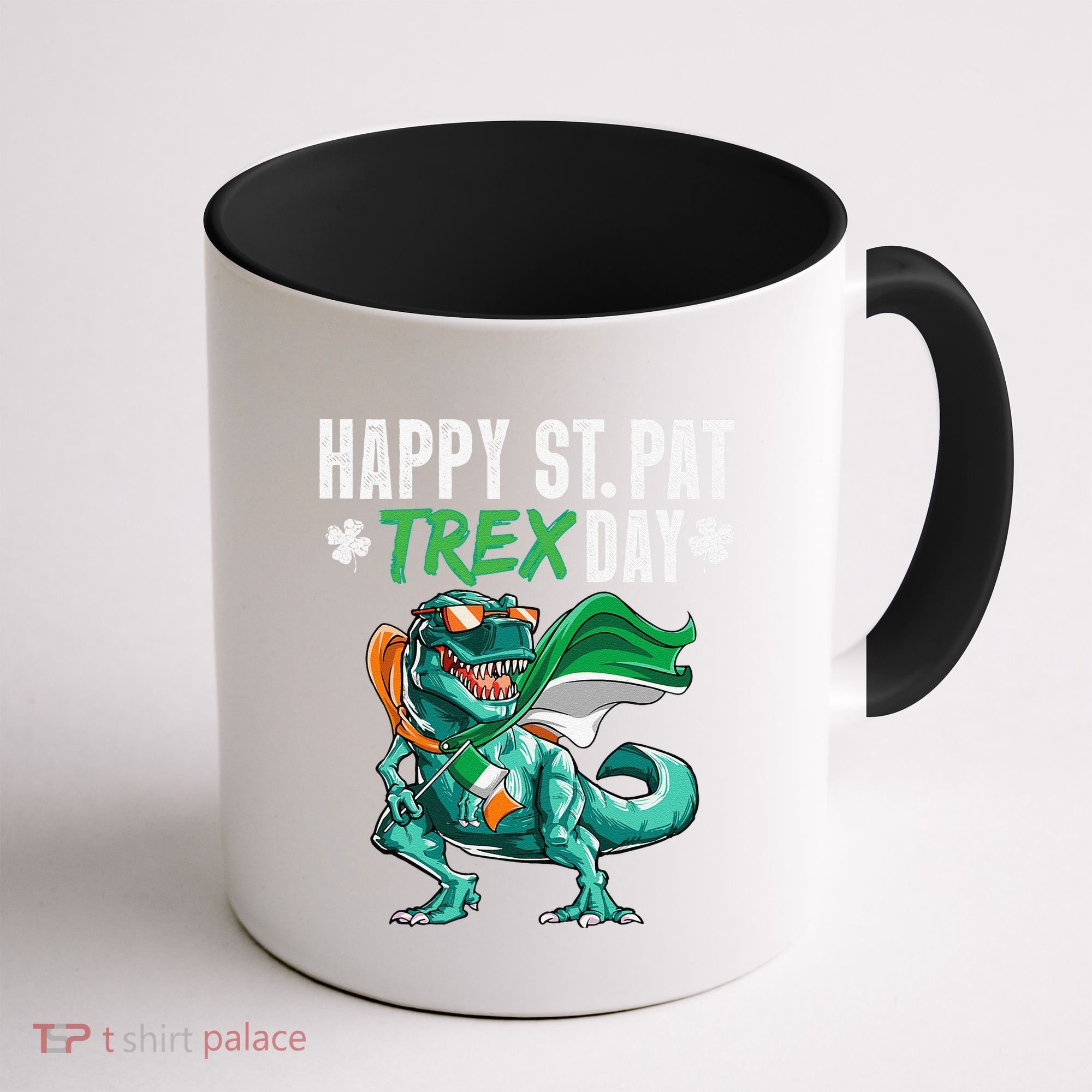 Happy St Pat T Rex Saint Patrick's Day Irish Flag Coffee Mug