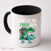 Happy St Pat T Rex Saint Patrick's Day Irish Flag Coffee Mug thumb 0