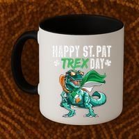 Happy St Pat T Rex Saint Patrick's Day Irish Flag Coffee Mug thumb 2