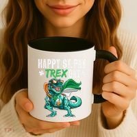 Happy St Pat T Rex Saint Patrick's Day Irish Flag Coffee Mug thumb 3