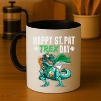 Happy St Pat T Rex Saint Patrick's Day Irish Flag Coffee Mug thumb 4