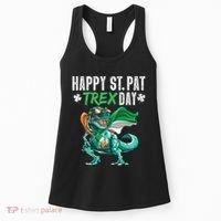 Happy St Pat T Rex Saint Patrick's Day Irish Flag Women's Tank Top thumb 0