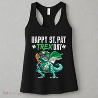 Happy St Pat T Rex Saint Patrick's Day Irish Flag Women's Tank Top thumb 3