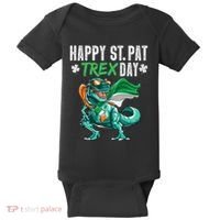 Happy St Pat T Rex Saint Patrick's Day Irish Flag Baby Bodysuit thumb 0