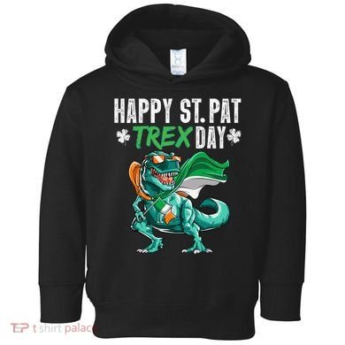 Happy St Pat T Rex Saint Patrick's Day Irish Flag Toddler Hoodie