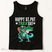 Happy St Pat T Rex Saint Patrick's Day Irish Flag Tank Top thumb 2