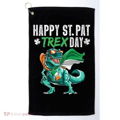 Happy St Pat T Rex Saint Patrick's Day Irish Flag Golf Towel