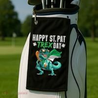 Happy St Pat T Rex Saint Patrick's Day Irish Flag Golf Towel thumb 2