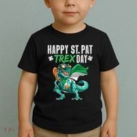 Happy St Pat T Rex Saint Patrick's Day Irish Flag Toddler T-Shirt thumb 2